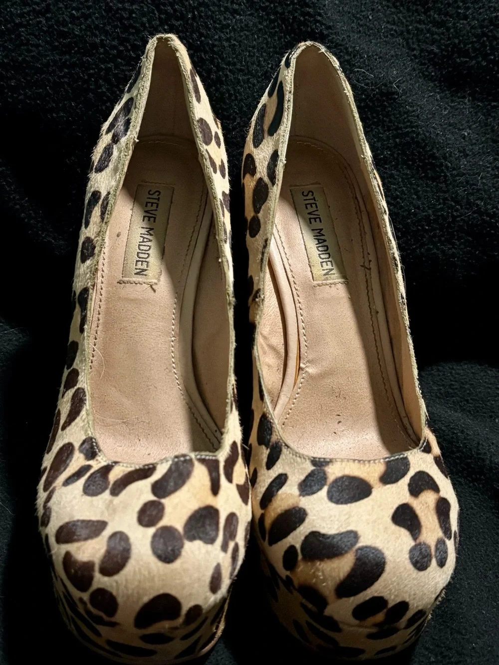 Steve Madden Leopard Print Wedge Pumps - Tan & Black